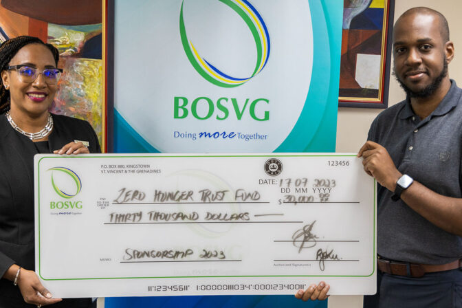 Zero Hunger Trust Fund Receives Donation from Bank of Saint Vincent and the Grenadines